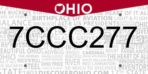 7CCC277 Ohio License Plate