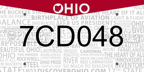 7CD048 Ohio License Plate