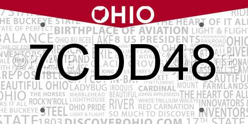 7CDD48 Ohio License Plate