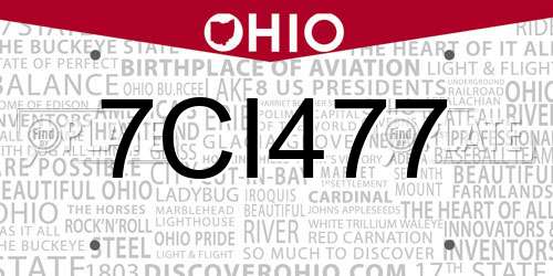 7CI477 Ohio License Plate