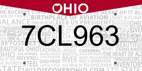 7CL963 Ohio License Plate