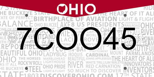 7COO45 Ohio License Plate