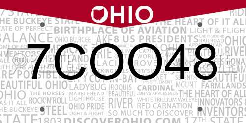 7COO48 Ohio License Plate
