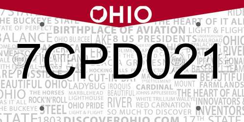 7CPD021 Ohio License Plate