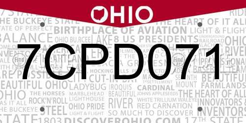 7CPD071 Ohio License Plate