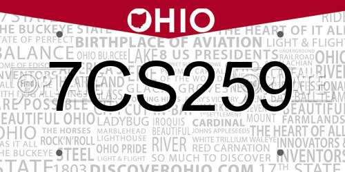 7CS259 Ohio License Plate