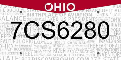 7CS6280 Ohio License Plate