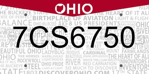 7CS6750 Ohio License Plate