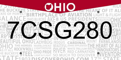7CSG280 Ohio License Plate