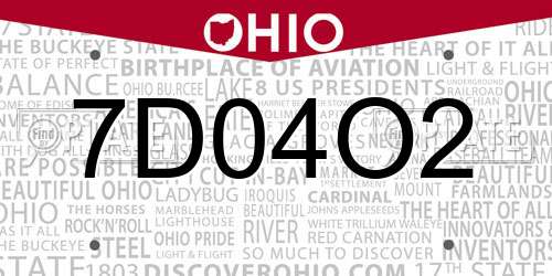 7D04O2 Ohio License Plate