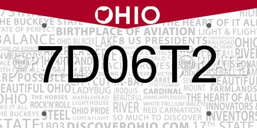 7D06T2 Ohio License Plate