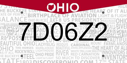 7D06Z2 Ohio License Plate
