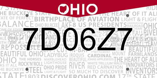7D06Z7 Ohio License Plate
