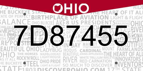 7D87455 Ohio License Plate