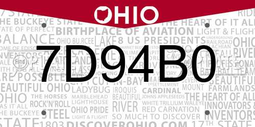 7D94B0 Ohio License Plate