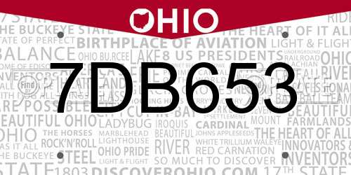 7DB653 Ohio License Plate