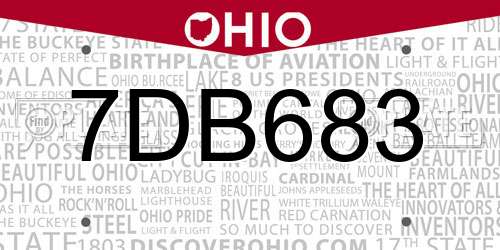 7DB683 Ohio License Plate