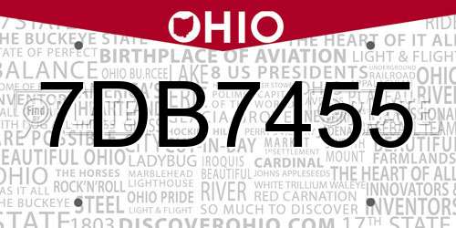 7DB7455 Ohio License Plate