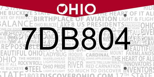 7DB804 Ohio License Plate