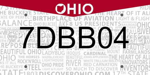 7DBB04 Ohio License Plate