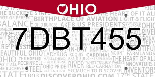 7DBT455 Ohio License Plate