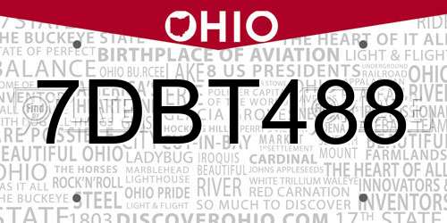 7DBT488 Ohio License Plate