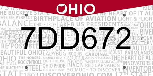 7DD672 Ohio License Plate
