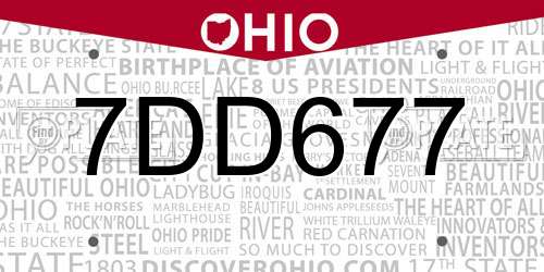 7DD677 Ohio License Plate