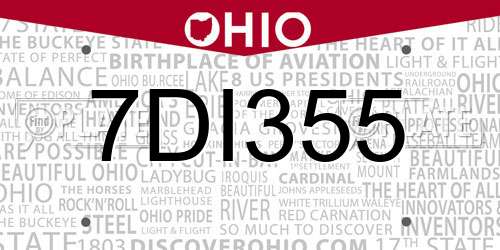 7DI355 Ohio License Plate