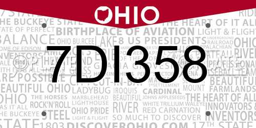 7DI358 Ohio License Plate