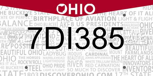 7DI385 Ohio License Plate