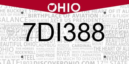 7DI388 Ohio License Plate