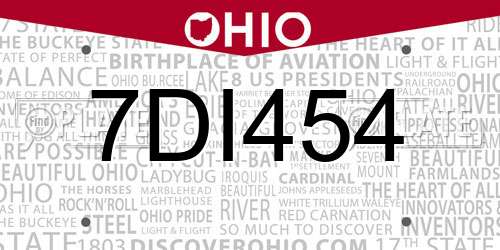 7DI454 Ohio License Plate