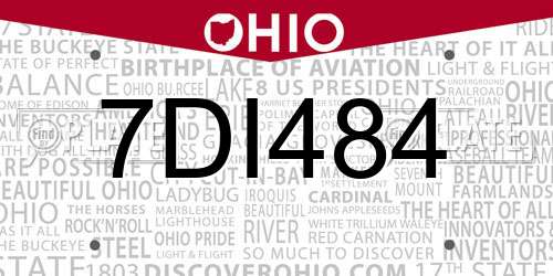 7DI484 Ohio License Plate