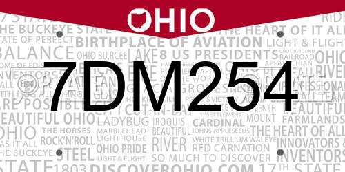 7DM254 Ohio License Plate