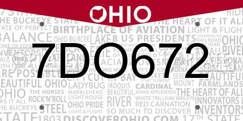 7DO672 Ohio License Plate