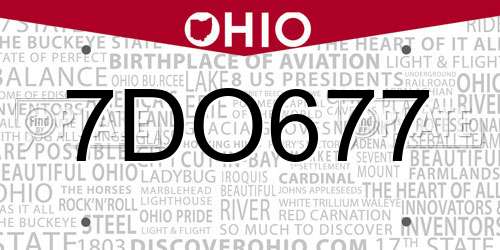 7DO677 Ohio License Plate