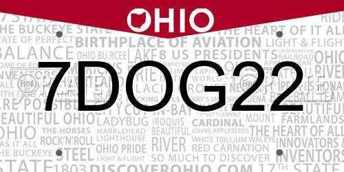 7DOG22 Ohio License Plate