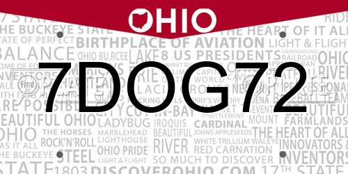 7DOG72 Ohio License Plate