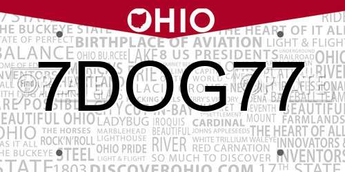7DOG77 Ohio License Plate