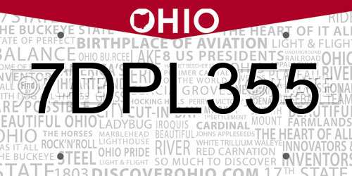 7DPL355 Ohio License Plate