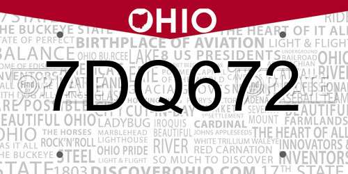 7DQ672 Ohio License Plate