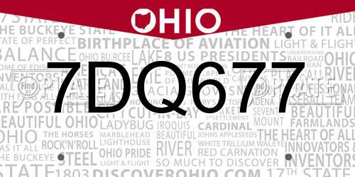 7DQ677 Ohio License Plate