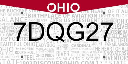 7DQG27 Ohio License Plate
