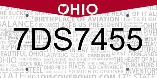 7DS7455 Ohio License Plate