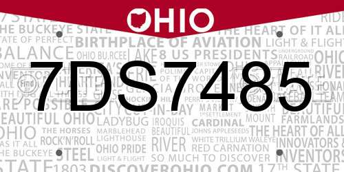 7DS7485 Ohio License Plate