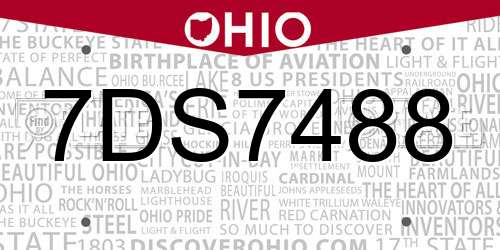7DS7488 Ohio License Plate
