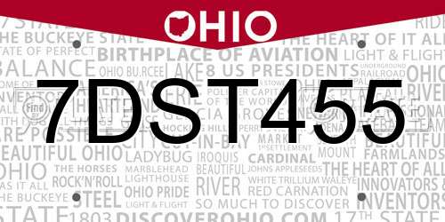 7DST455 Ohio License Plate