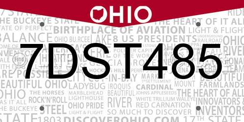 7DST485 Ohio License Plate