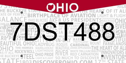 7DST488 Ohio License Plate